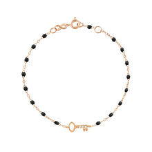 Gigi Clozeau - Key Diamond Black Bracelet, Rose Gold, 6.7"