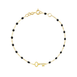 Gigi Clozeau - Key Diamond Black Bracelet, Yellow Gold, 6.7"