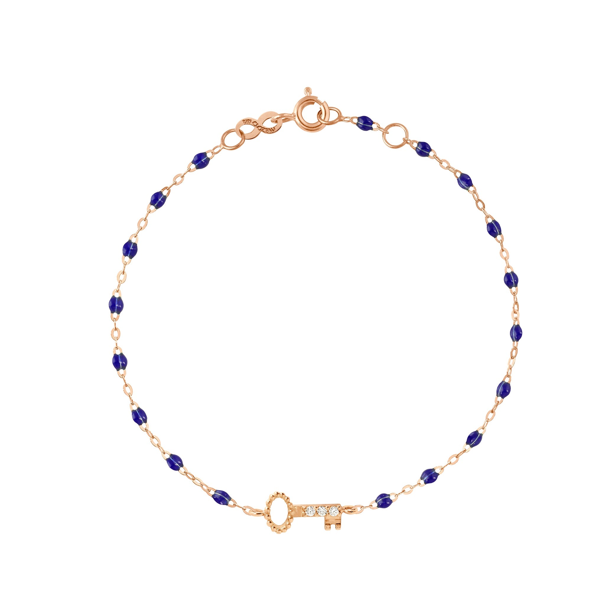 Gigi Clozeau - Key Diamond Lapis Bracelet, Rose Gold, 6.7"