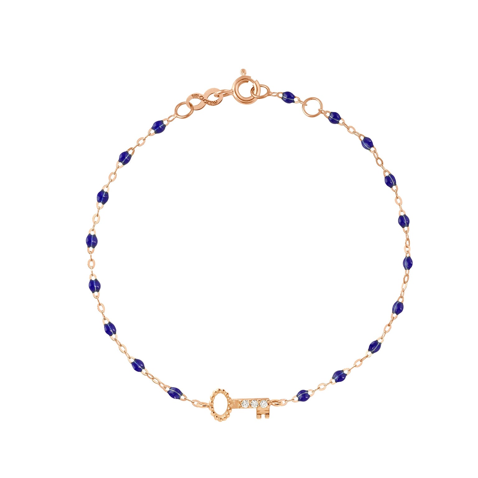 Gigi Clozeau - Key Diamond Lapis Bracelet, Rose Gold, 6.7"