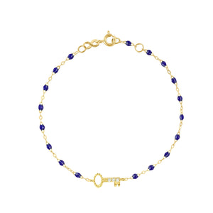 Gigi Clozeau - Key Diamond Lapis Bracelet, Yellow Gold, 6.7"