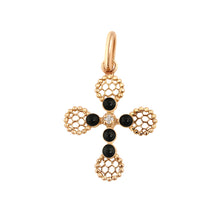 Gigi Clozeau - Lace Cross Diamond Pendant, Black, Rose Gold