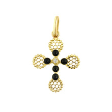 Gigi Clozeau - Lace Cross Diamond Pendant, Black, Yellow Gold