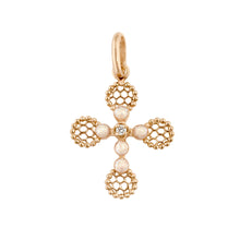 Gigi Clozeau - Lace Cross Diamond Pendant, Opal, Rose Gold
