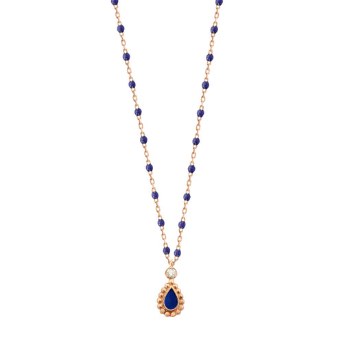 Gigi Clozeau - Lapis Mini Lucky Cashmere Necklace, Rose Gold, 16.5