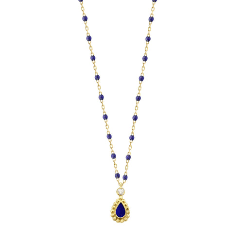 Gigi Clozeau - Lapis Mini Lucky Cashmere Necklace, Yellow Gold, 16.5