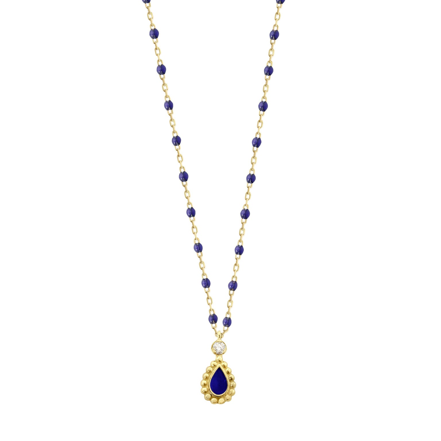 Gigi Clozeau - Lapis Mini Lucky Cashmere Necklace, Yellow Gold, 16.5"