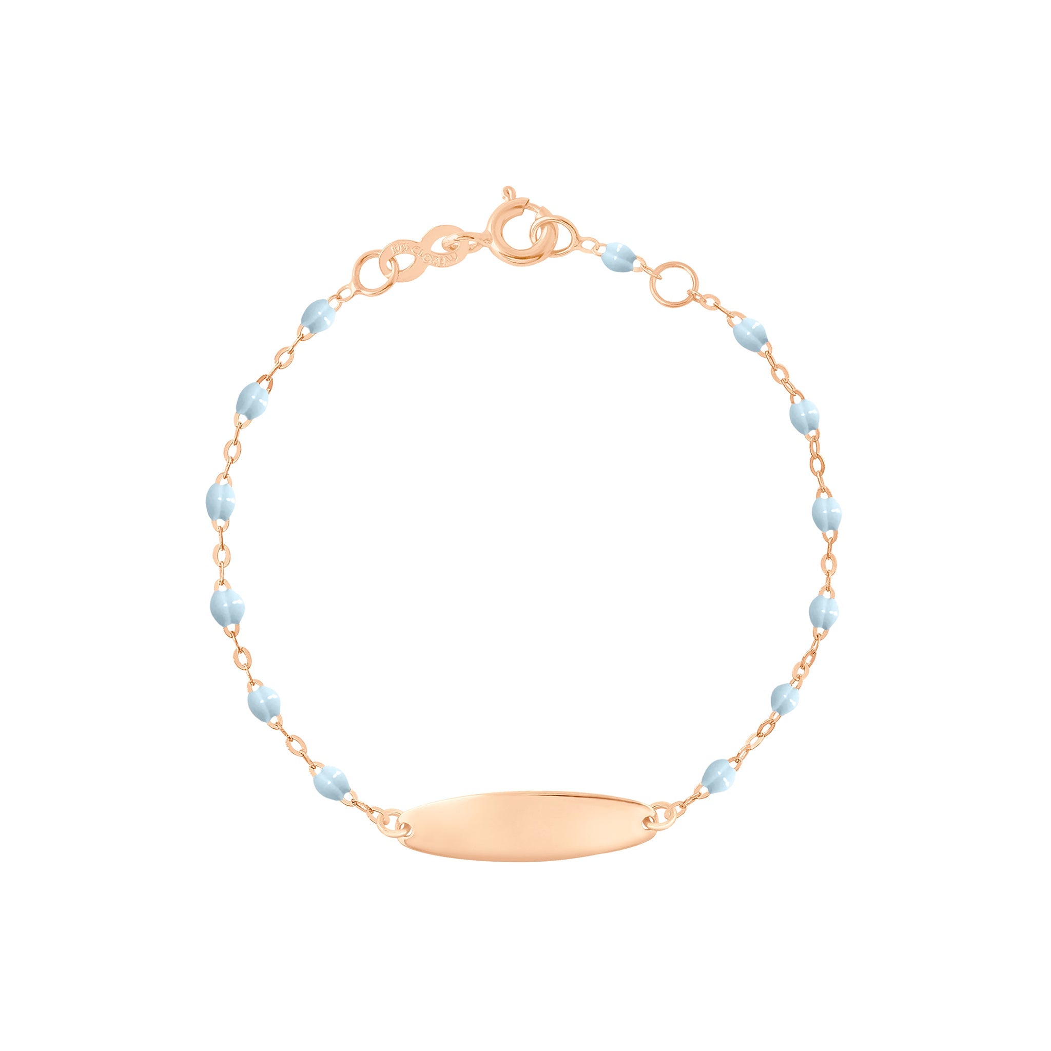 Gigi Clozeau - Little Gigi Baby Blue bracelet, Oval plaque, Rose Gold, 5.1"