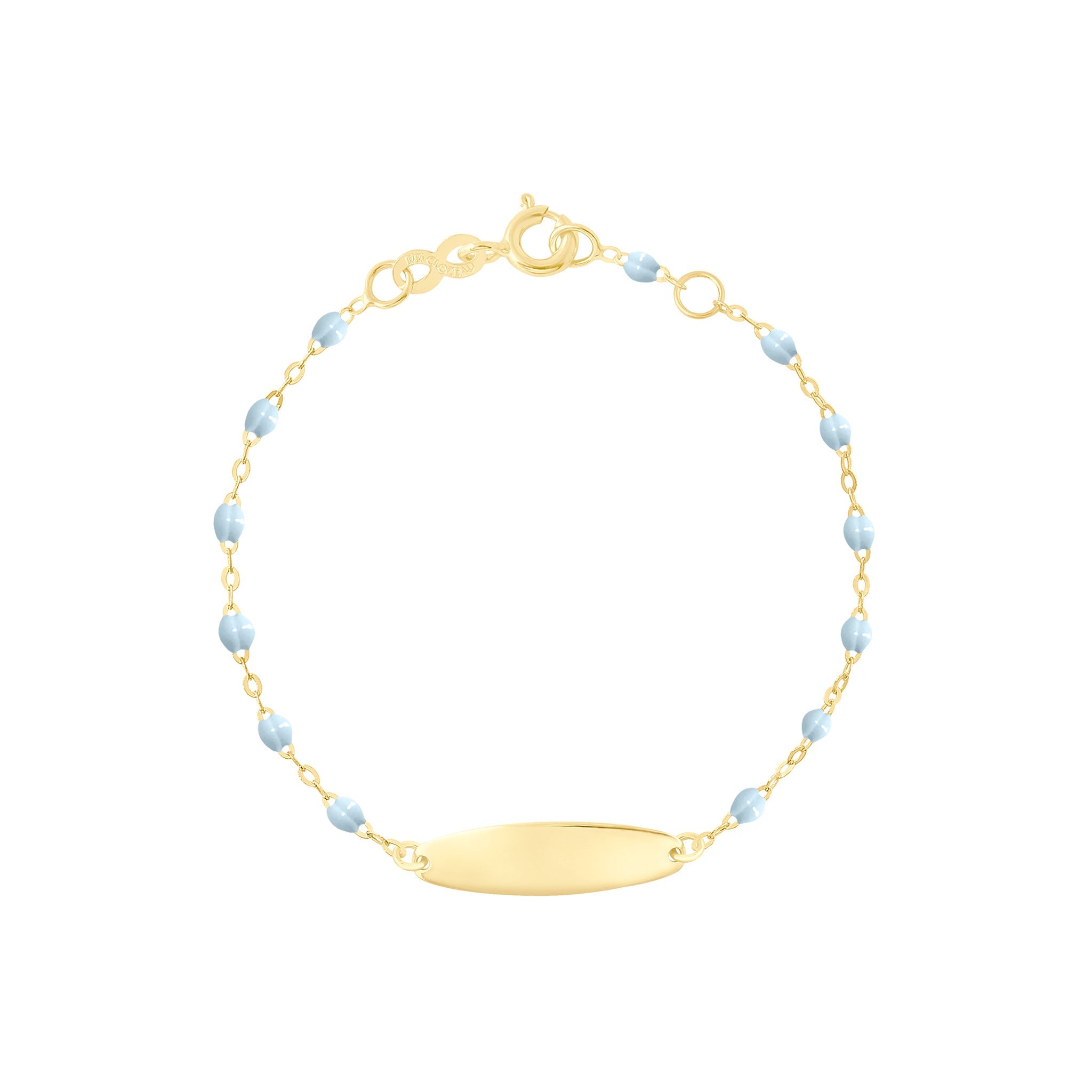 Gigi Clozeau - Little Gigi Baby Blue bracelet, Oval plaque, Yellow Gold, 5.1"