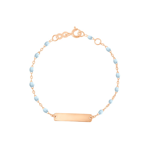 Gigi Clozeau - Little Gigi Baby Blue bracelet, Rectangle plaque, Rose Gold, 5.1
