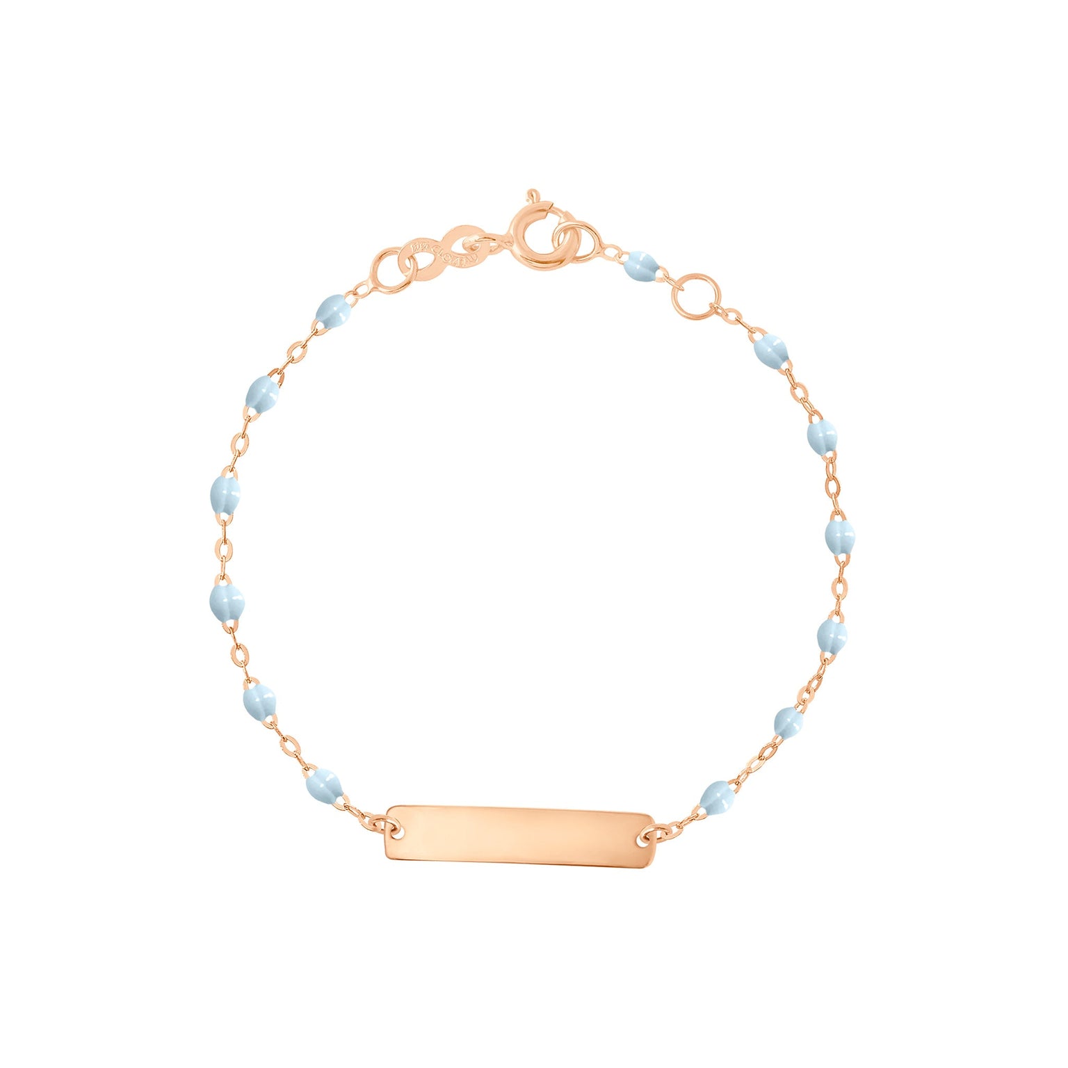 Gigi Clozeau - Little Gigi Baby Blue bracelet, Rectangle plaque, Rose Gold, 5.1"