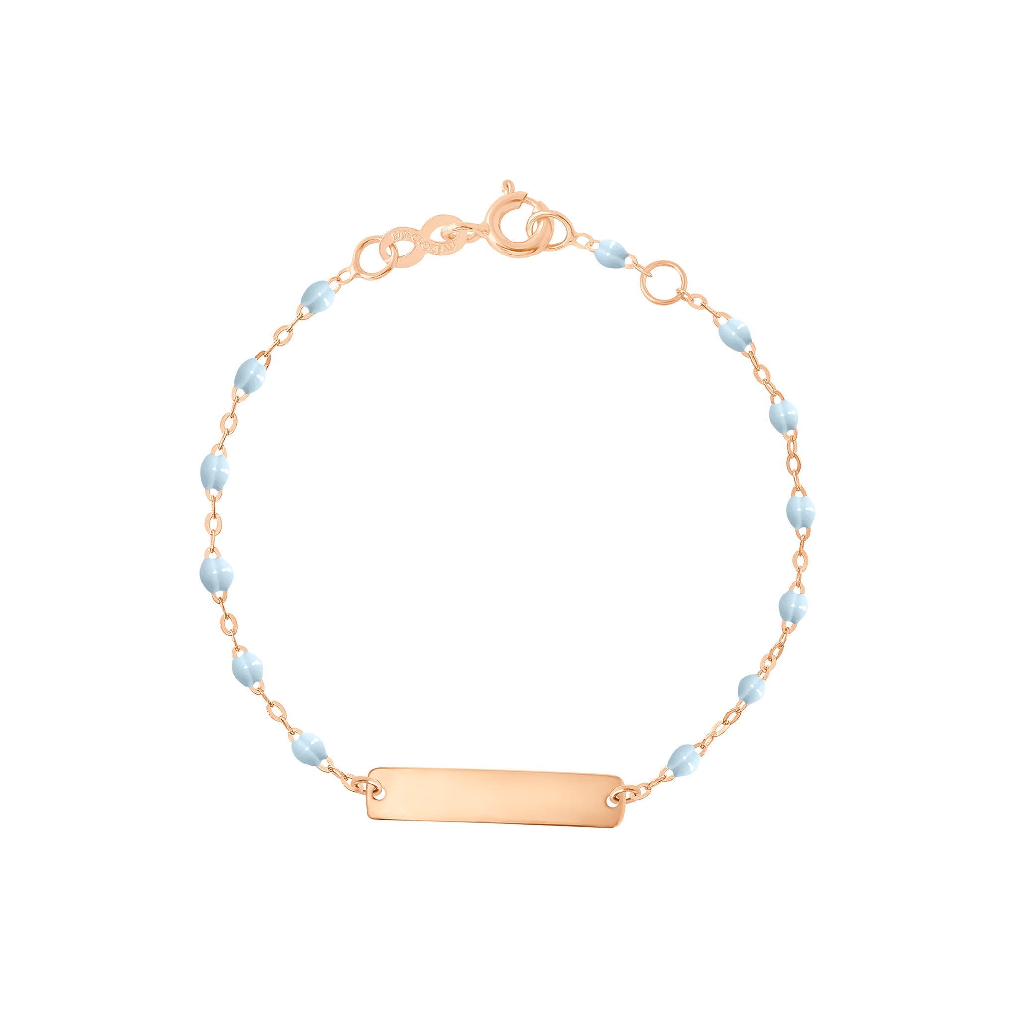 Gigi Clozeau - Little Gigi Baby Blue bracelet, Rectangle plaque, Rose Gold, 5.9"