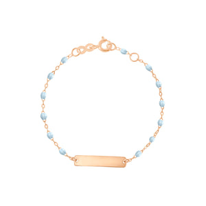 Gigi Clozeau - Little Gigi Baby Blue bracelet, Rectangle plaque, Rose Gold, 5.9"