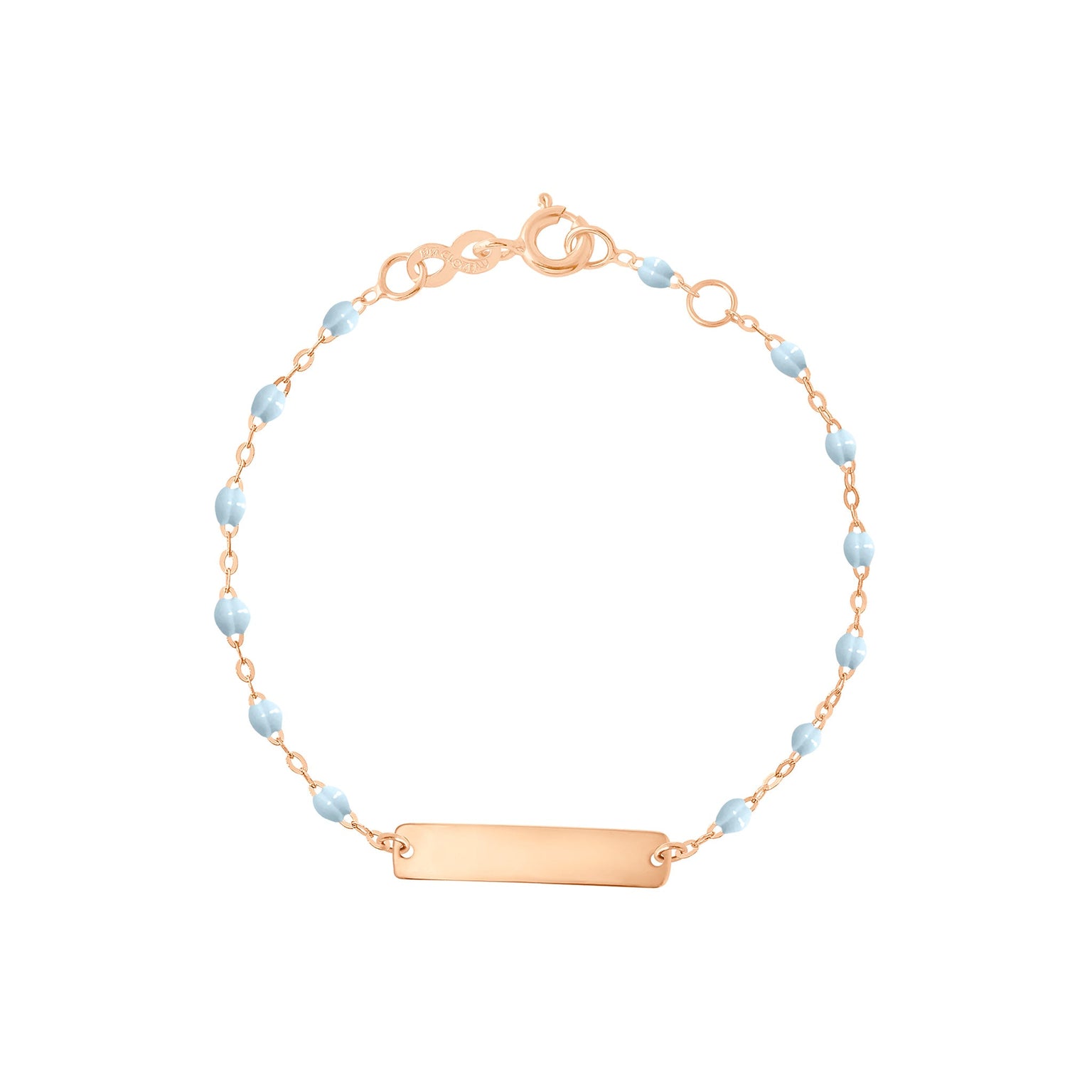 Little Gigi Baby Blue bracelet, Rectangle plaque, Rose Gold, 5.9