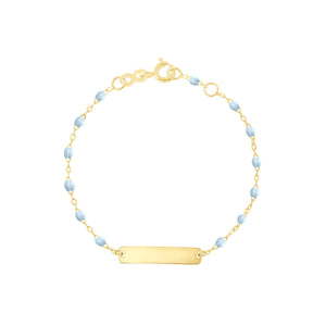 Gigi Clozeau - Little Gigi Baby Blue bracelet, Rectangle plaque, Yellow Gold, 5.1"