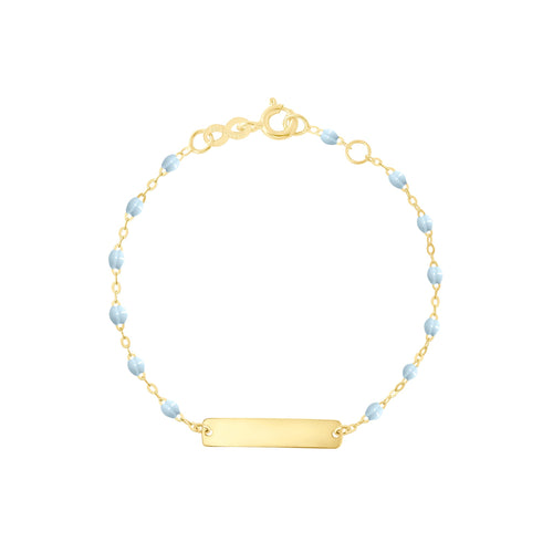 Gigi Clozeau - Little Gigi Baby Blue bracelet, Rectangle plaque, Yellow Gold, 5.9