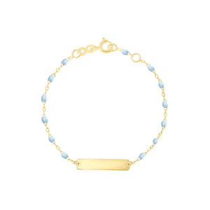 Gigi Clozeau - Little Gigi Baby Blue bracelet, Rectangle plaque, Yellow Gold, 5.9"