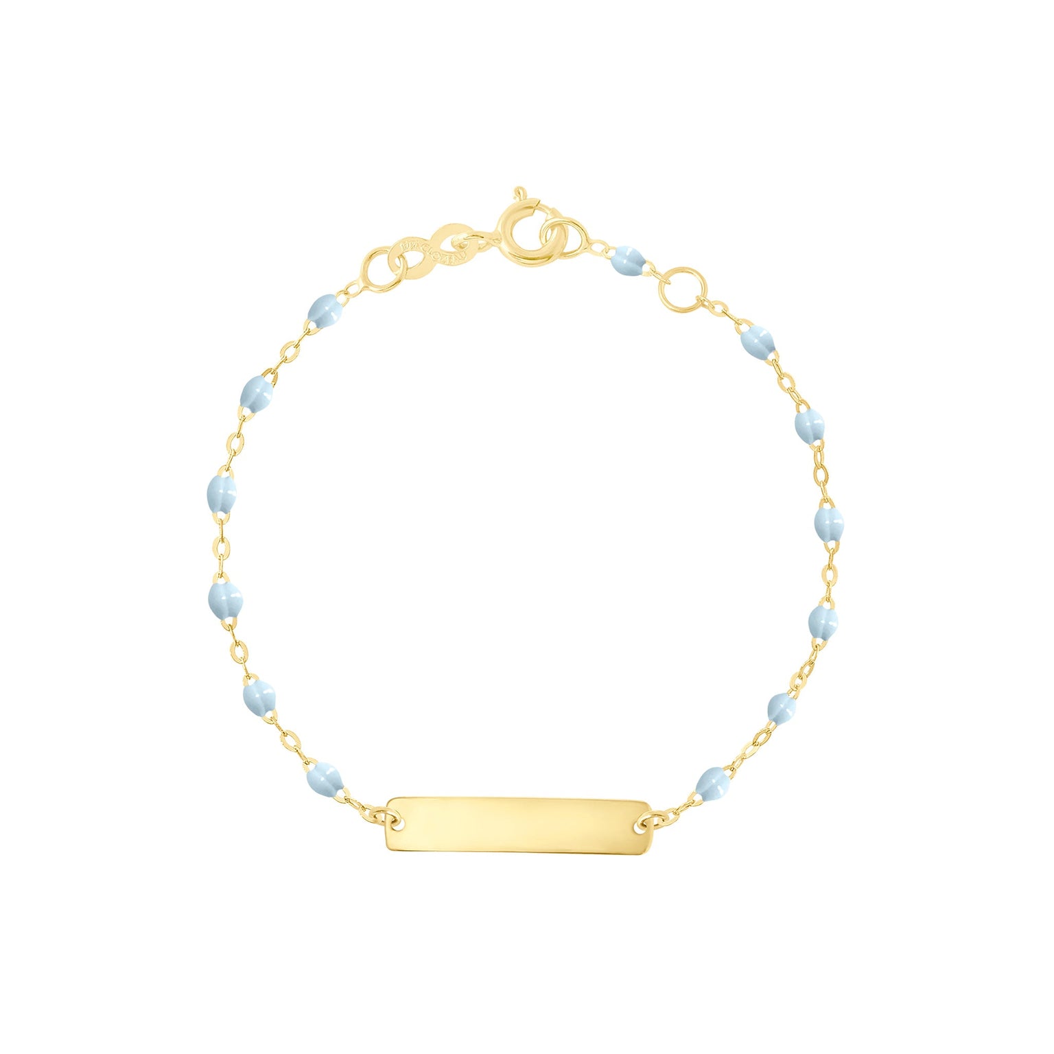 Gigi Clozeau - Little Gigi Baby Blue bracelet, Rectangle plaque, Yellow Gold, 5.9"