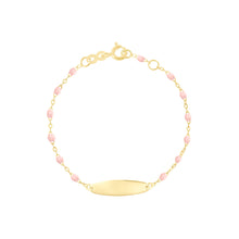 Gigi Clozeau - Little Gigi Baby Pink bracelet, Oval plaque, Yellow Gold, 5.9"