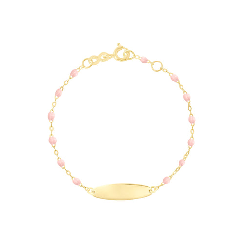 Gigi Clozeau - Little Gigi Baby Pink bracelet, Oval plaque, Yellow Gold, 5.9