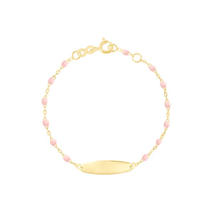 Gigi Clozeau - Little Gigi Baby Pink bracelet, Oval plaque, Yellow Gold, 5.9"