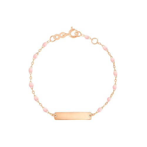 Gigi Clozeau - Little Gigi Baby Pink bracelet, Rectangle plaque, Rose Gold, 5.1