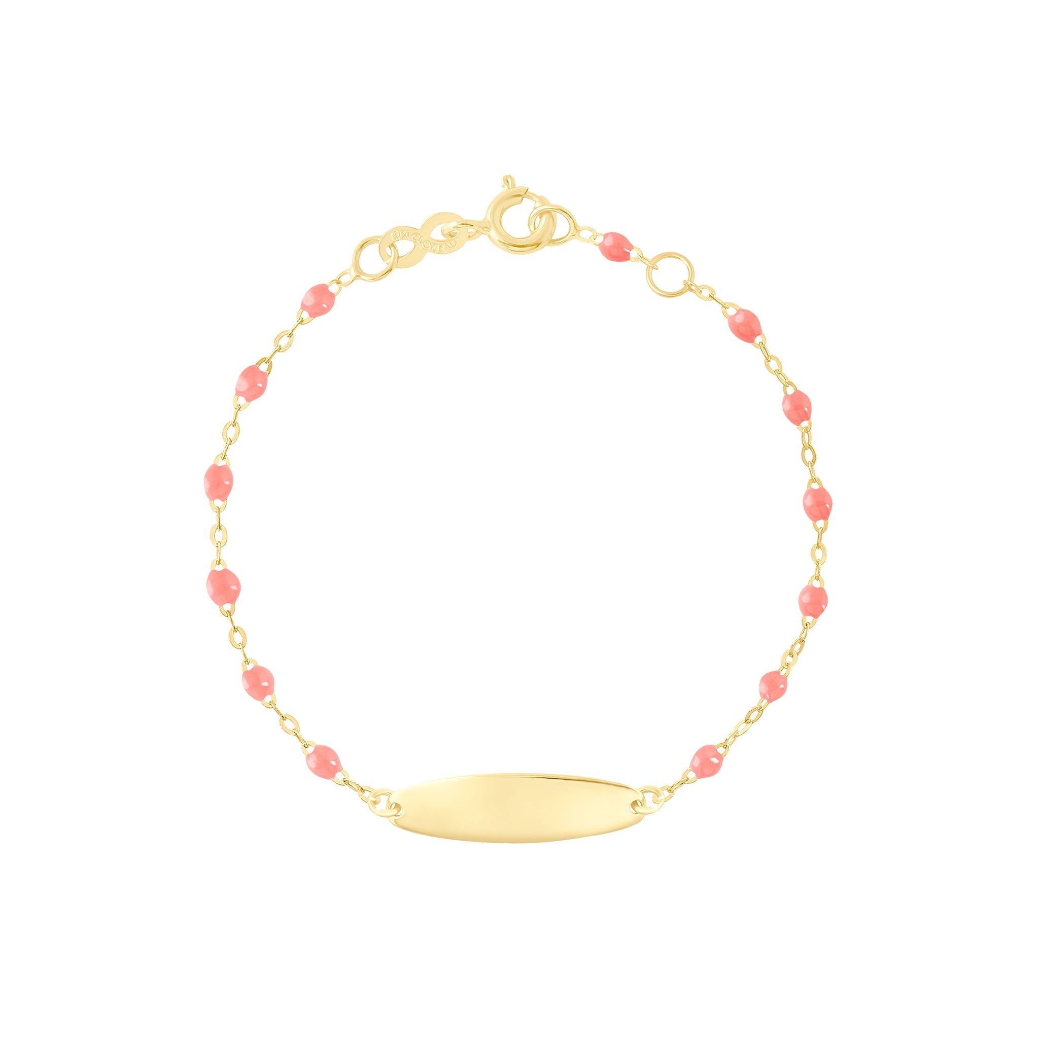 Gigi Clozeau - Little Gigi Fuchsia bracelet, Oval plaque, Yellow Gold, 5.1"