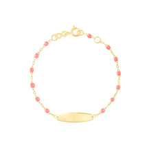 Gigi Clozeau - Little Gigi Fuchsia bracelet, Oval plaque, Yellow Gold, 5.1"