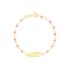 Gigi Clozeau - Little Gigi Fuchsia bracelet, Oval plaque, Yellow Gold, 5.1"