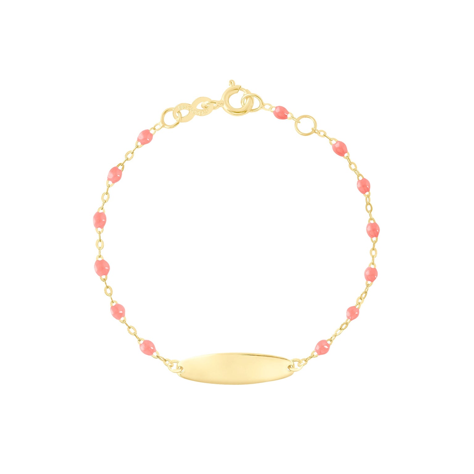 Gigi Clozeau - Little Gigi Fuchsia bracelet, Oval plaque, Yellow Gold, 5.9"