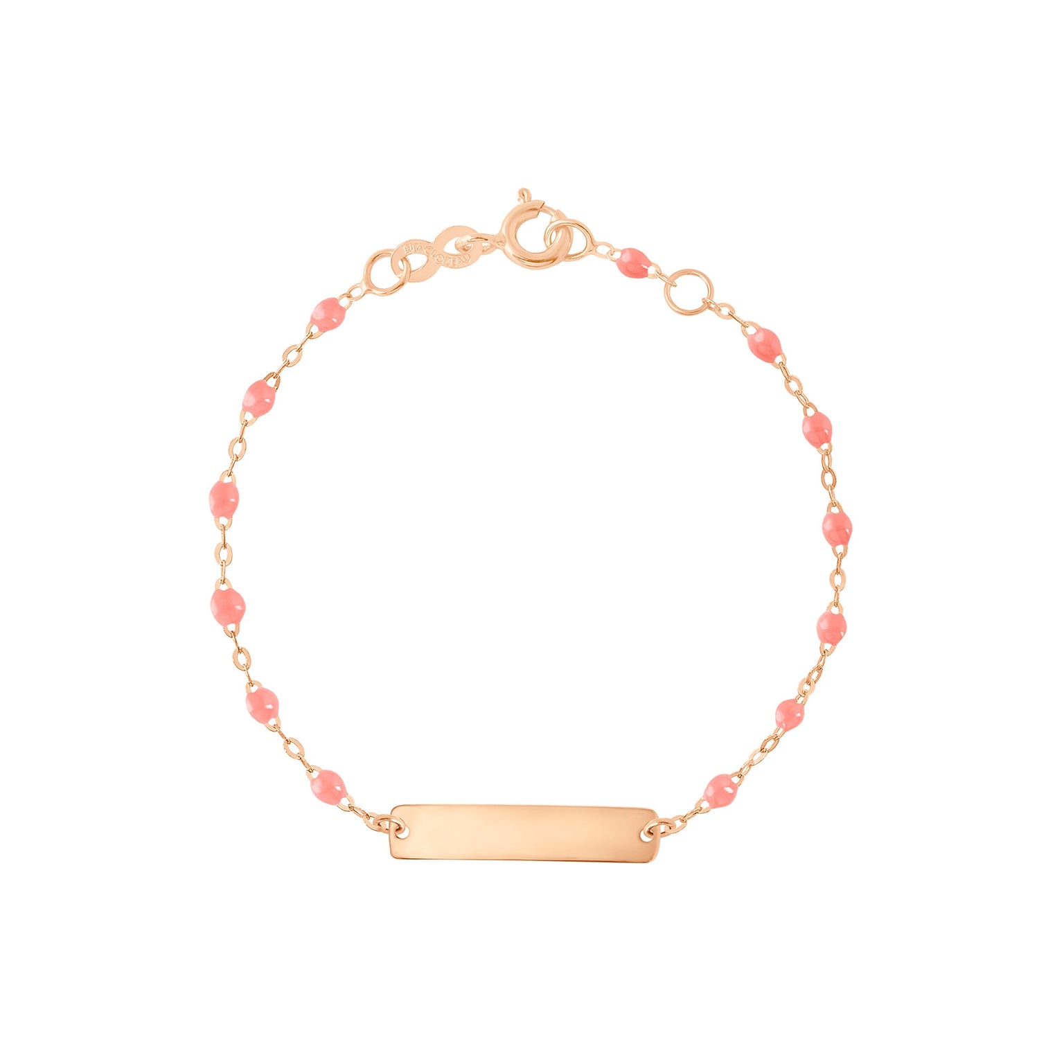 Gigi Clozeau - Little Gigi Fuchsia bracelet, Rectangle plaque, Rose Gold, 5.9"