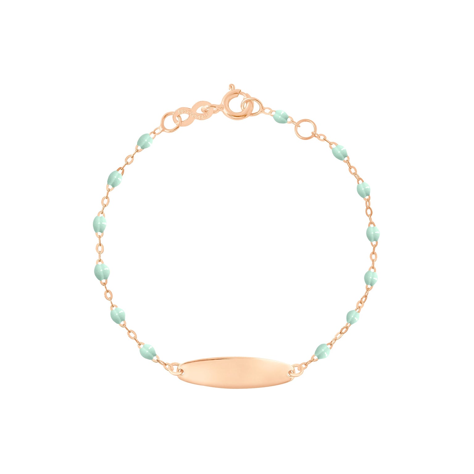 Gigi Clozeau - Little Gigi Jade bracelet, Oval plaque, Rose Gold, 5.1"