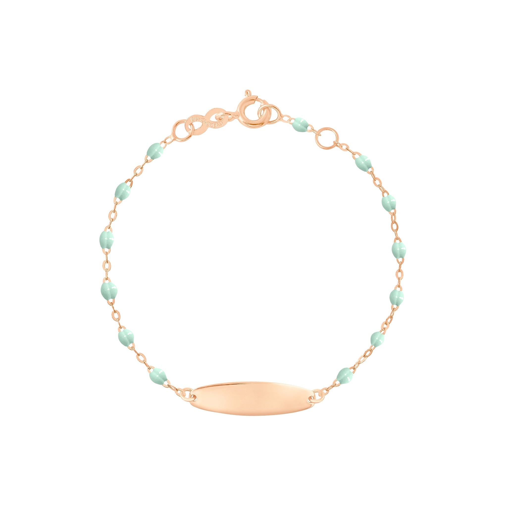 Gigi Clozeau - Little Gigi Jade bracelet, Oval plaque, Rose Gold, 5.9"