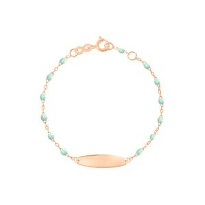 Gigi Clozeau - Little Gigi Jade bracelet, Oval plaque, Rose Gold, 5.9"
