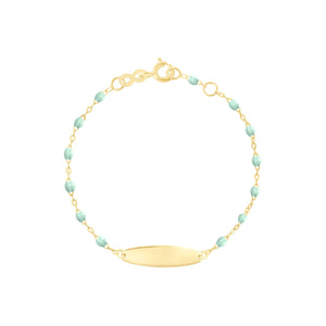Gigi Clozeau - Little Gigi Jade bracelet, Oval plaque, Yellow Gold, 5.1"