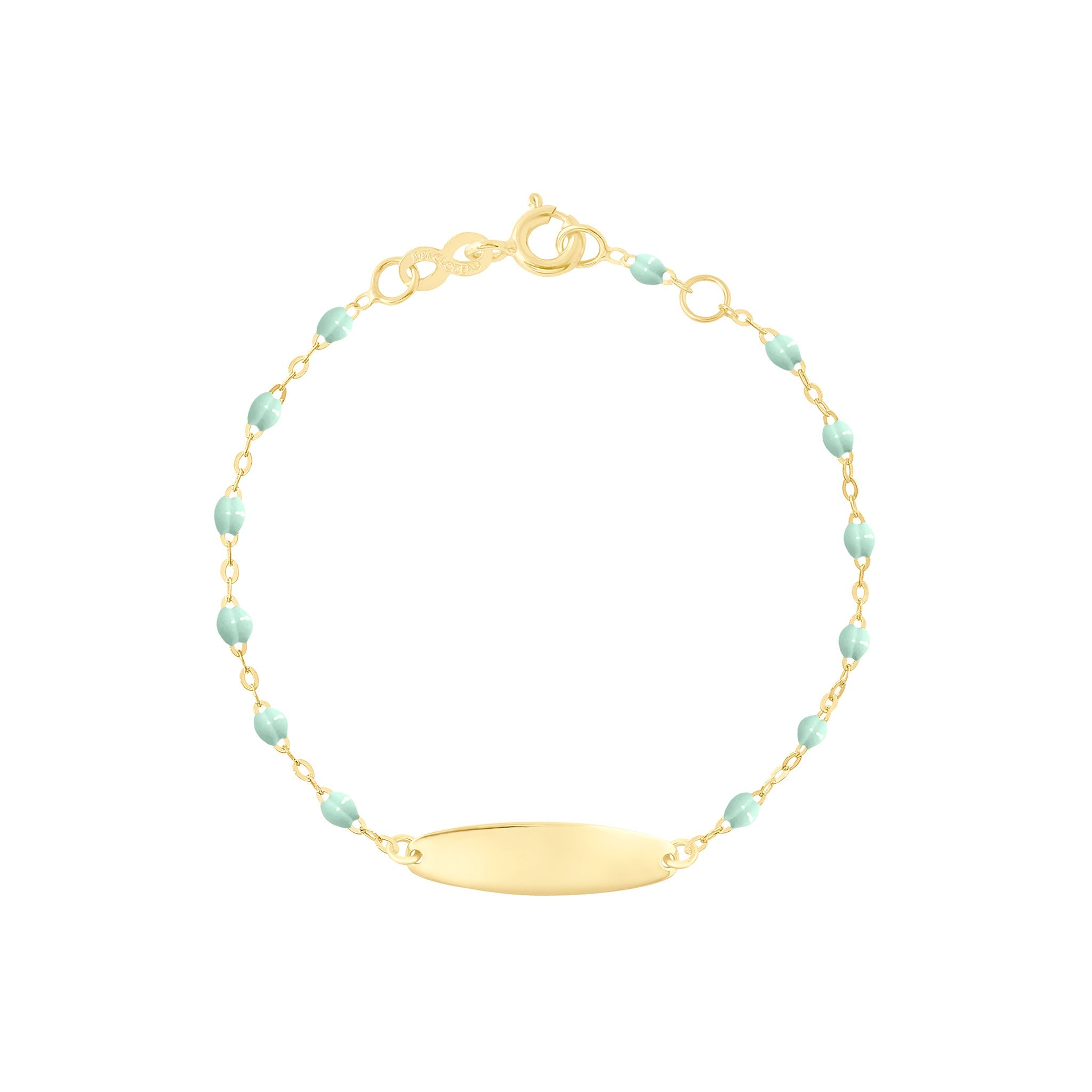 Gigi Clozeau - Little Gigi Jade bracelet, Oval plaque, Yellow Gold, 5.9"
