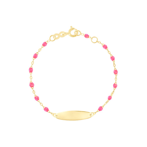 Gigi Clozeau - Little Gigi Pink bracelet, Oval plaque, Yellow Gold, 5.1