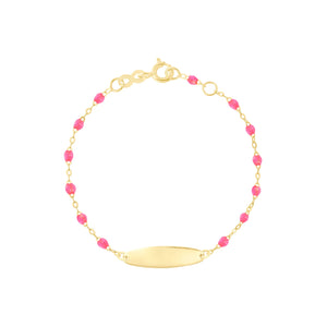 Gigi Clozeau - Little Gigi Pink bracelet, Oval plaque, Yellow Gold, 5.1"