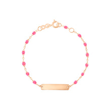 Gigi Clozeau - Little Gigi Pink bracelet, Rectangle plaque, Rose Gold, 5.1"