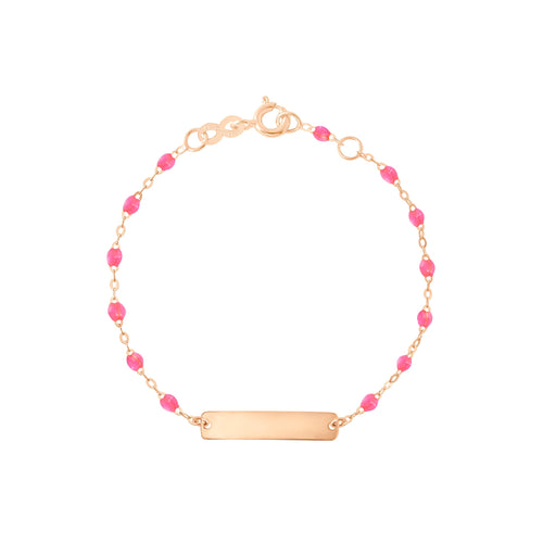 Gigi Clozeau - Little Gigi Pink bracelet, Rectangle plaque, Rose Gold, 5.1