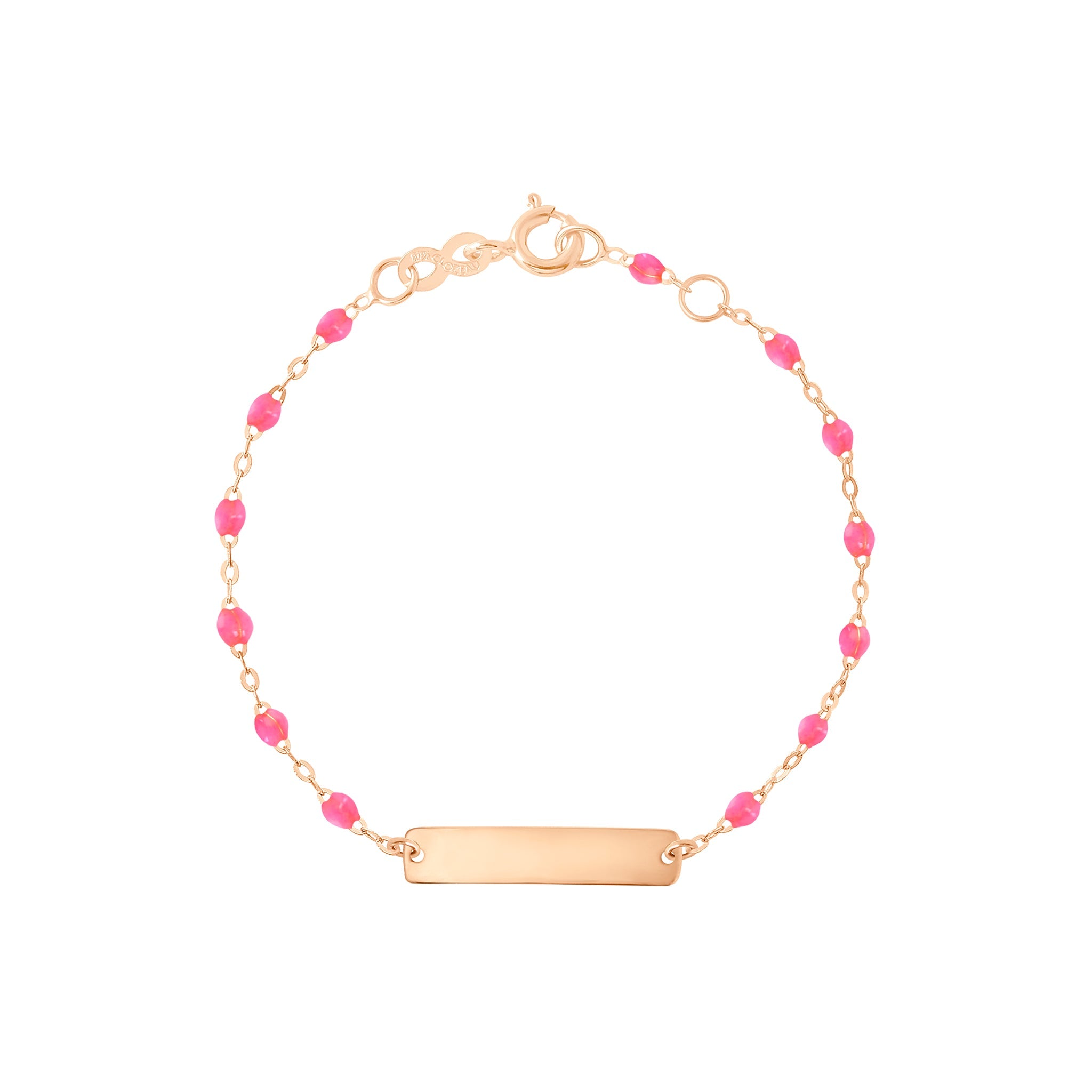 Gigi Clozeau - Little Gigi Pink bracelet, Rectangle plaque, Rose Gold, 5.9"