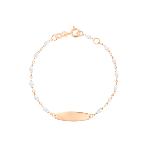 Gigi Clozeau - Little Gigi White bracelet, Oval plaque, Rose Gold, 5.1