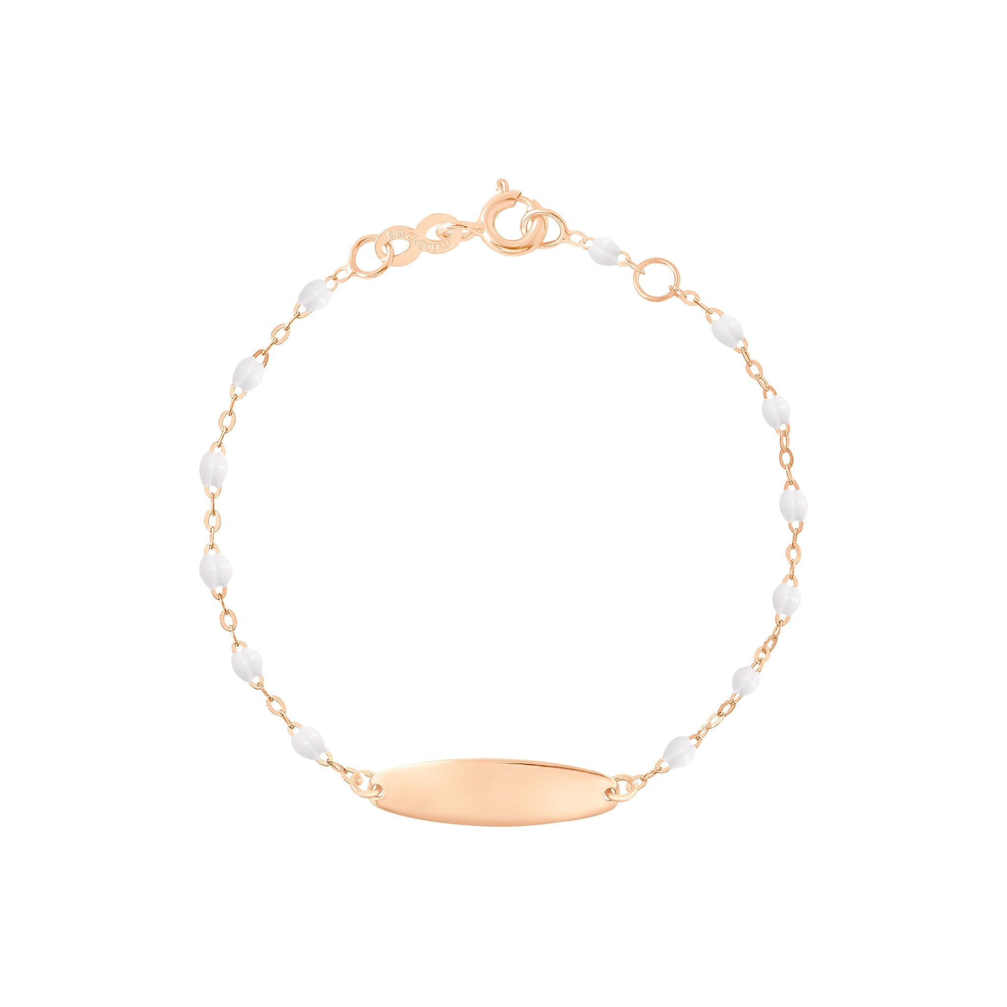 Gigi Clozeau - Little Gigi White bracelet, Oval plaque, Rose Gold, 5.9"