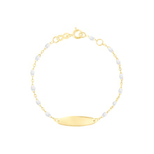Gigi Clozeau - Little Gigi White bracelet, Oval plaque, Yellow Gold, 5.1"