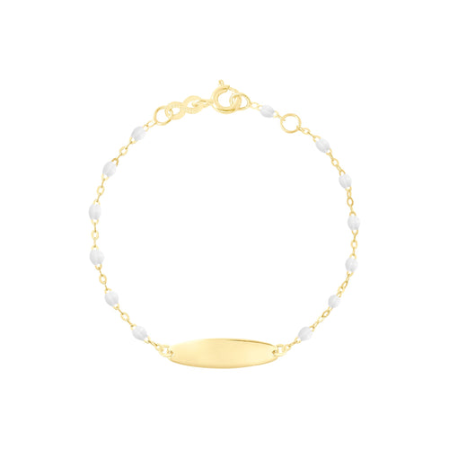 Gigi Clozeau - Little Gigi White bracelet, Oval plaque, Yellow Gold, 5.1