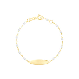 Gigi Clozeau - Little Gigi White bracelet, Oval plaque, Yellow Gold, 5.1"