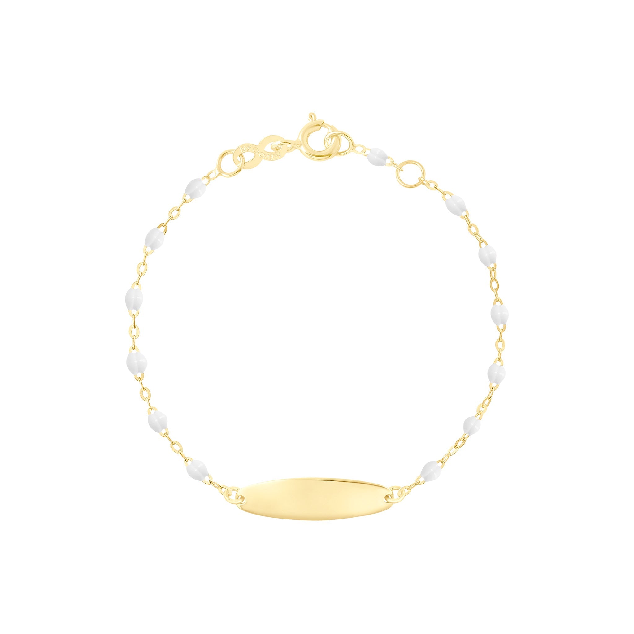 Gigi Clozeau - Little Gigi White bracelet, Oval plaque, Yellow Gold, 5.9"