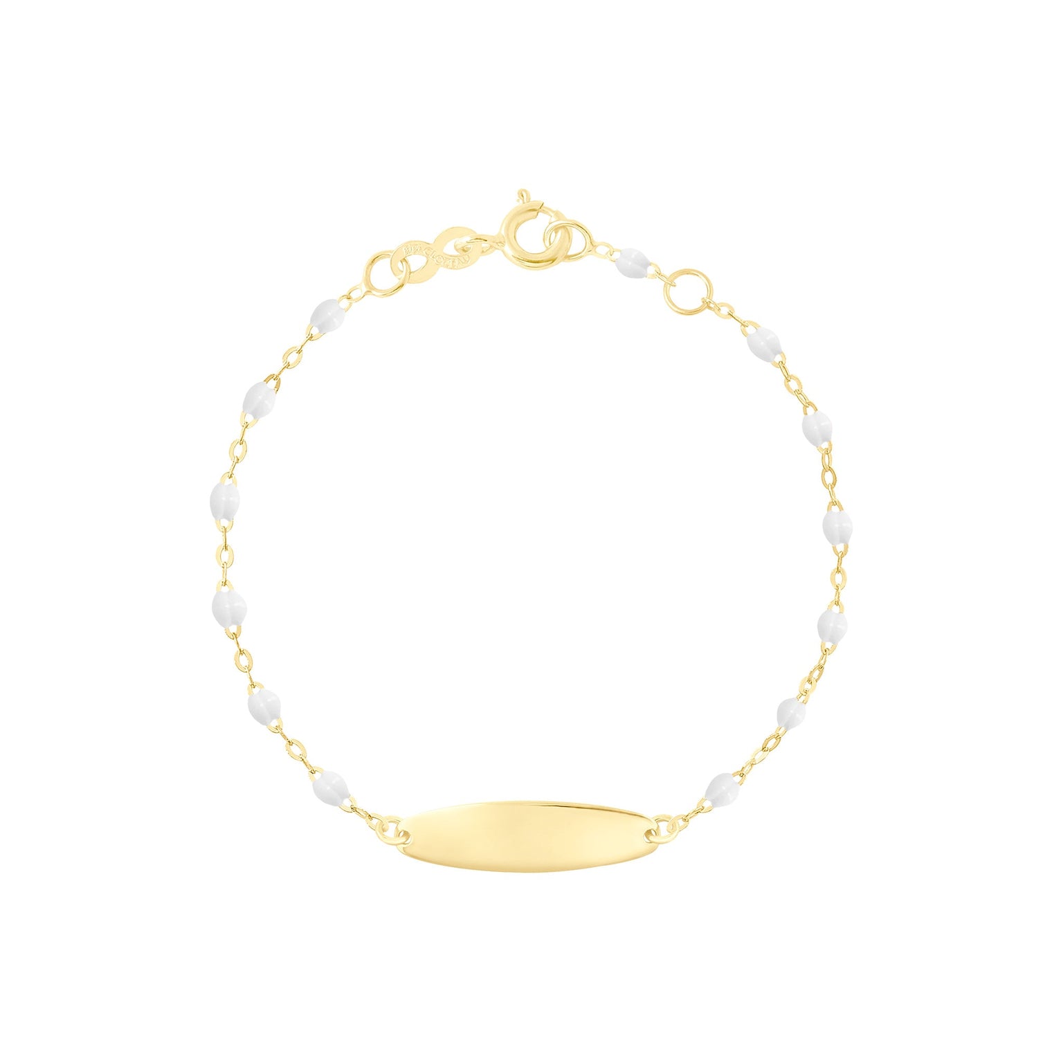 Gigi Clozeau - Little Gigi White bracelet, Oval plaque, Yellow Gold, 5.9"