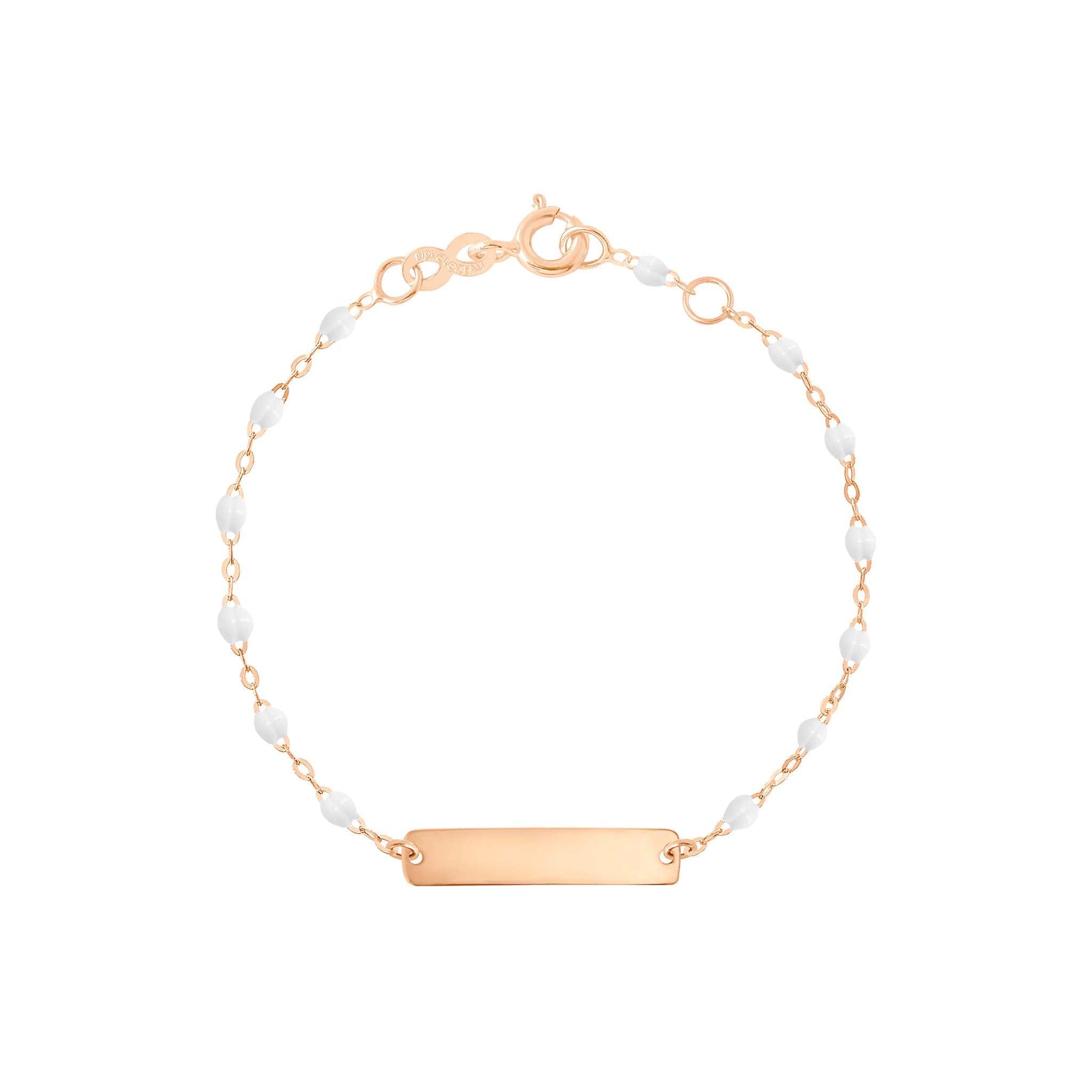 Gigi Clozeau - Little Gigi White bracelet, Rectangle plaque, Rose Gold, 5.1"
