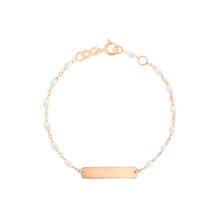 Gigi Clozeau - Little Gigi White bracelet, Rectangle plaque, Rose Gold, 5.1"